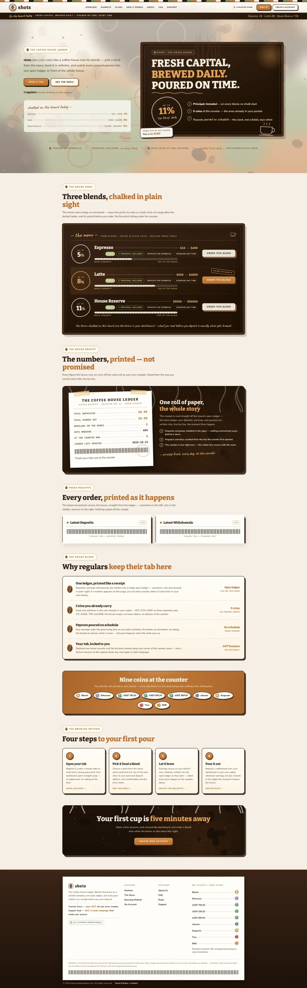 KAFFA — HYIP Template Pack — GoldCoders HYIP template preview (H-TPL36)
